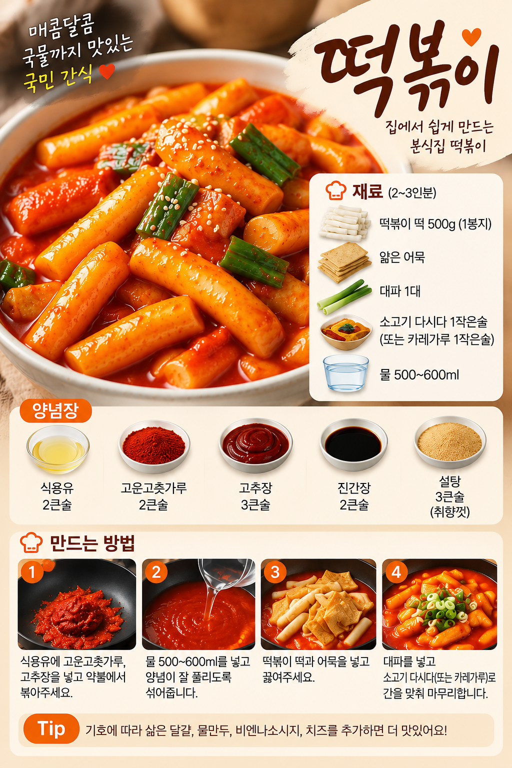 분식집 떡볶이 레시피 포스터